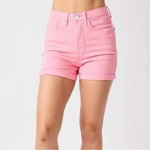 NWT 150285 tummy control high waist pink Judy Blue Shorts 5-7”